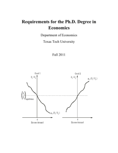 Requirements for the Ph.D. Degree in Economics Department of Economics Texas Tech University
