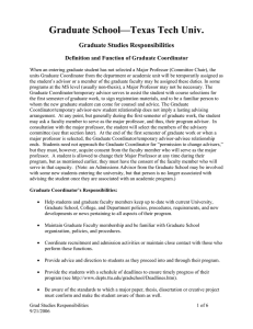 Graduate School—Texas Tech Univ. Graduate Studies Responsibilities