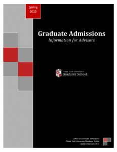 Graduate Admissions Information for Advisors  Spring