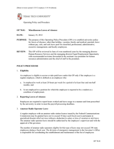 Operating Policy and Procedure January 25, 2012