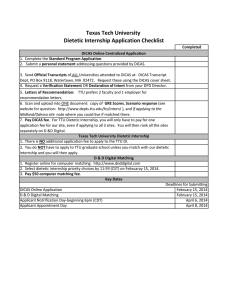 Texas Tech University Dietetic Internship Application Checklist