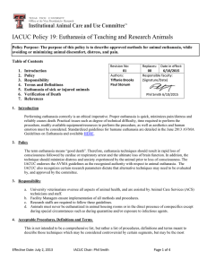 IACUC Policy 19: Euthanasia of Teaching and Research Animals