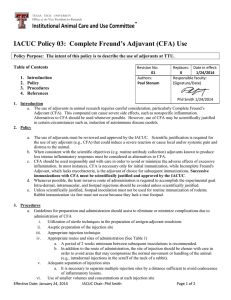 IACUC Policy 03:  Complete Freund’s Adjuvant (CFA) Use