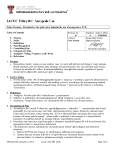IACUC Policy 04:  Analgesic Use