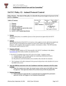 IACUC Policy 12:  Animal Protocol Control