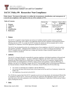 IACUC Policy 09:  Researcher Non-Compliance