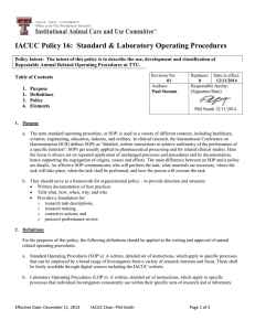 IACUC Policy 16:  Standard &amp; Laboratory Operating Procedures