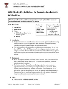 IACUC Policy 05: Guidelines for Surgeries Conducted in ACS Facilities