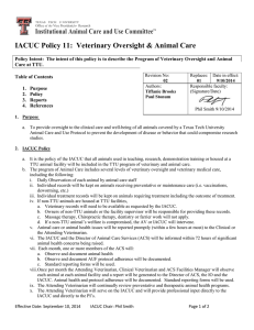 IACUC Policy 11:  Veterinary Oversight &amp; Animal Care