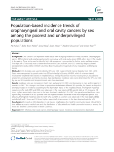 Population-based incidence trends of oropharyngeal and oral cavity cancers by sex