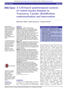A GIS-based spatiotemporal analysis of violent trauma hotspots in Vancouver, Canada: identiﬁcation,