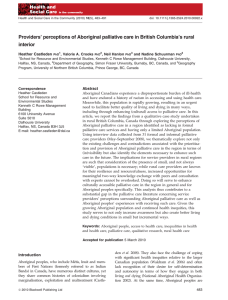 Providers’ perceptions of Aboriginal palliative care in British Columbia’s rural interior