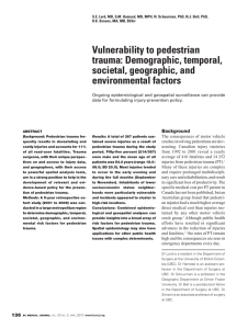 Vulnerability to pedestrian trauma: Demographic, temporal, societal, geographic, and environmental factors