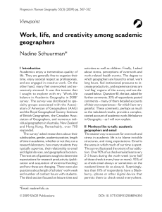 Work, life, and creativity among academic geographers Nadine Schuurman*