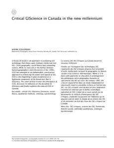 Critical GIScience in Canada in the new millennium NADINE SCHUURMAN