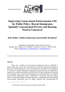 Improving Census-based Socioeconomic GIS for Public Policy: Recent Immigrants,