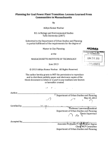 Planning for Coal  Power Plant Transition: Lessons  Learned... Communities  in Massachusetts