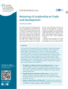 Restoring US Leadership on Trade and Development CGD Brief March 2013