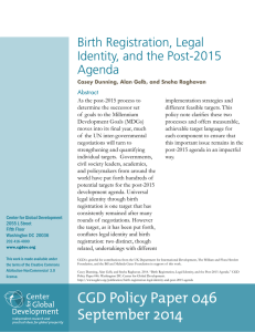 Birth Registration, Legal Identity, and the Post-2015 Agenda