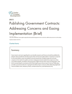 Publishing Government Contracts: Addressing Concerns and Easing Implementation (Brief) BRIEFS