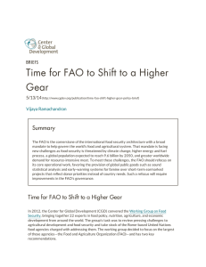 Time for FAO to Shift to a Higher Gear Summary BRIEFS