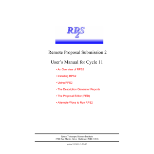 Remote Proposal Submission 2 User’s Manual for Cycle 11