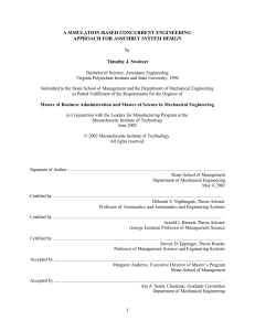 by A SIMULATION-BASED CONCURRENT ENGINEERING APPROACH FOR ASSEMBLY SYSTEM DESIGN