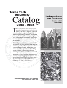 Catalog T Texas Tech University