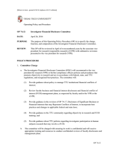 Operating Policy and Procedure Investigator Financial Disclosure Committee April 26, 2016
