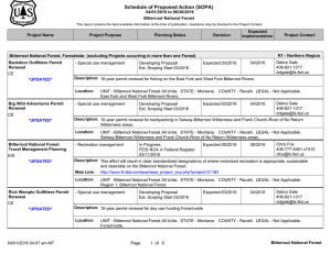 Schedule of Proposed Action (SOPA) 04/01/2016 to 06/30/2016 Bitterroot National Forest