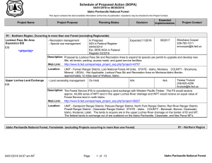 Schedule of Proposed Action (SOPA) 04/01/2016 to 06/30/2016 Idaho Panhandle National Forest