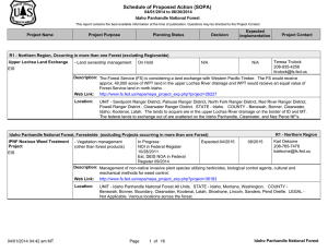 Schedule of Proposed Action (SOPA) 04/01/2014 to 06/30/2014 Idaho Panhandle National Forest