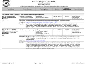 Schedule of Proposed Action (SOPA) 10/01/2015 to 12/31/2015 Helena National Forest