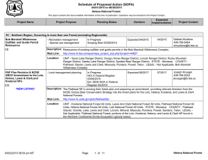 Schedule of Proposed Action (SOPA) 04/01/2015 to 06/30/2015 Helena National Forest