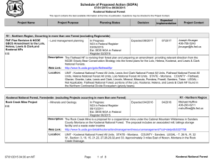 Schedule of Proposed Action (SOPA) 07/01/2015 to 09/30/2015 Kootenai National Forest