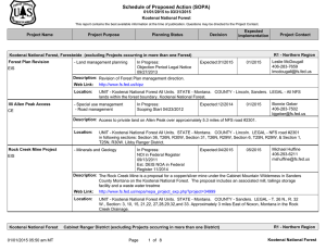 Schedule of Proposed Action (SOPA) 01/01/2015 to 03/31/2015 Kootenai National Forest