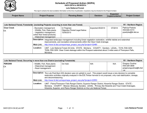 Schedule of Proposed Action (SOPA) 04/01/2014 to 06/30/2014 Lolo National Forest