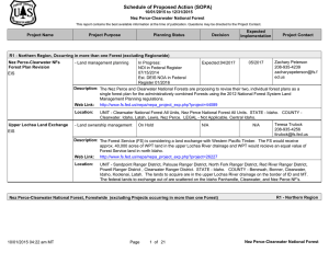 Schedule of Proposed Action (SOPA) 10/01/2015 to 12/31/2015 Nez Perce-Clearwater National Forest