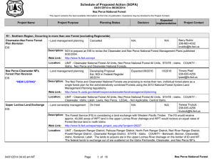 Schedule of Proposed Action (SOPA) 04/01/2014 to 06/30/2014 Nez Perce National Forest