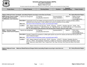 Schedule of Proposed Action (SOPA) 07/01/2014 to 09/30/2014 Bighorn National Forest