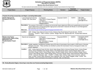 Schedule of Proposed Action (SOPA) 10/01/2014 to 12/31/2014 Medicine Bow-Routt National Forest