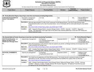 Schedule of Proposed Action (SOPA) 10/01/2015 to 12/31/2015 Rio Grande National Forest