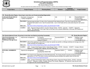 Schedule of Proposed Action (SOPA) 07/01/2015 to 09/30/2015 Rio Grande National Forest