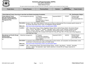 Schedule of Proposed Action (SOPA) 07/01/2015 to 09/30/2015 Cibola National Forest