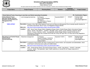 Schedule of Proposed Action (SOPA) 04/01/2015 to 06/30/2015 Cibola National Forest