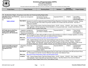 Schedule of Proposed Action (SOPA) 07/01/2015 to 09/30/2015 Coconino National Forest