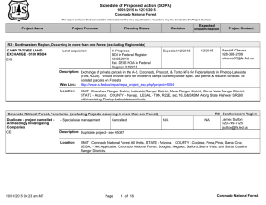 Schedule of Proposed Action (SOPA) 10/01/2015 to 12/31/2015 Coronado National Forest