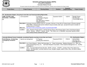 Schedule of Proposed Action (SOPA) 07/01/2015 to 09/30/2015 Coronado National Forest