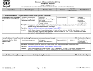 Schedule of Proposed Action (SOPA) 10/01/2015 to 12/31/2015 Santa Fe National Forest