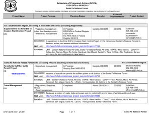 Schedule of Proposed Action (SOPA) 07/01/2015 to 09/30/2015 Santa Fe National Forest